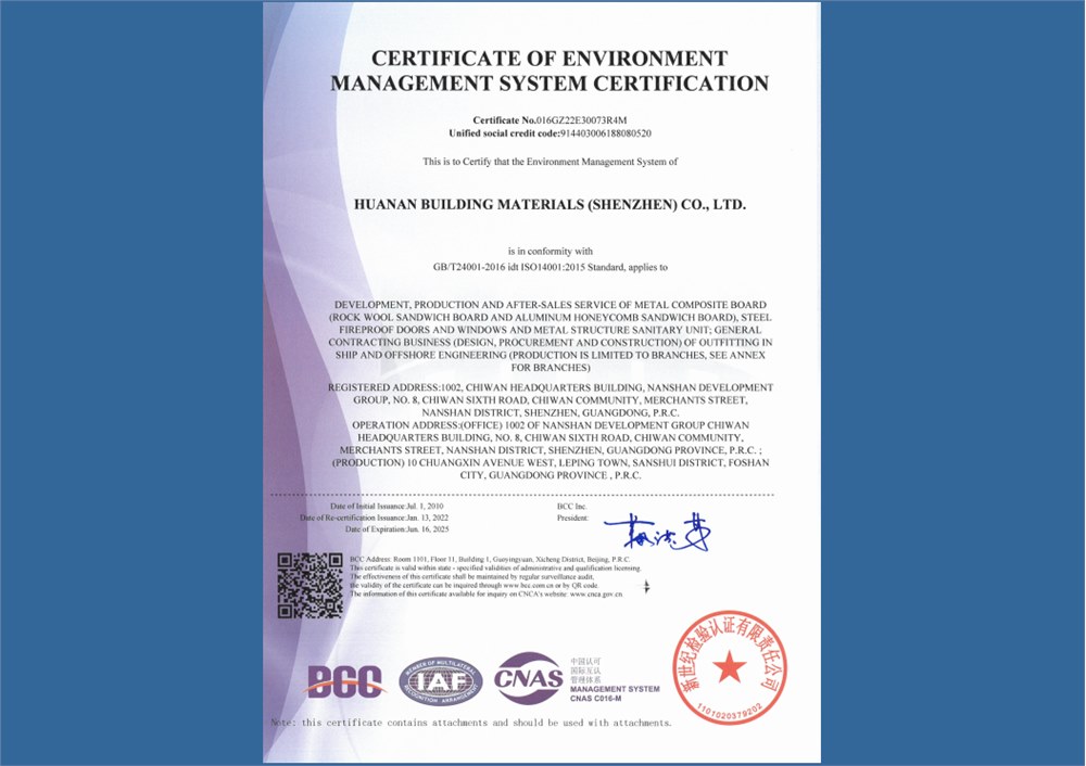 ISO14001 international environmental system certification